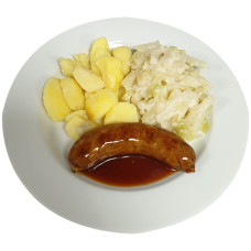 Rundersaucijs (r+v) Vleesjus Koolrabi met saus aardappelen